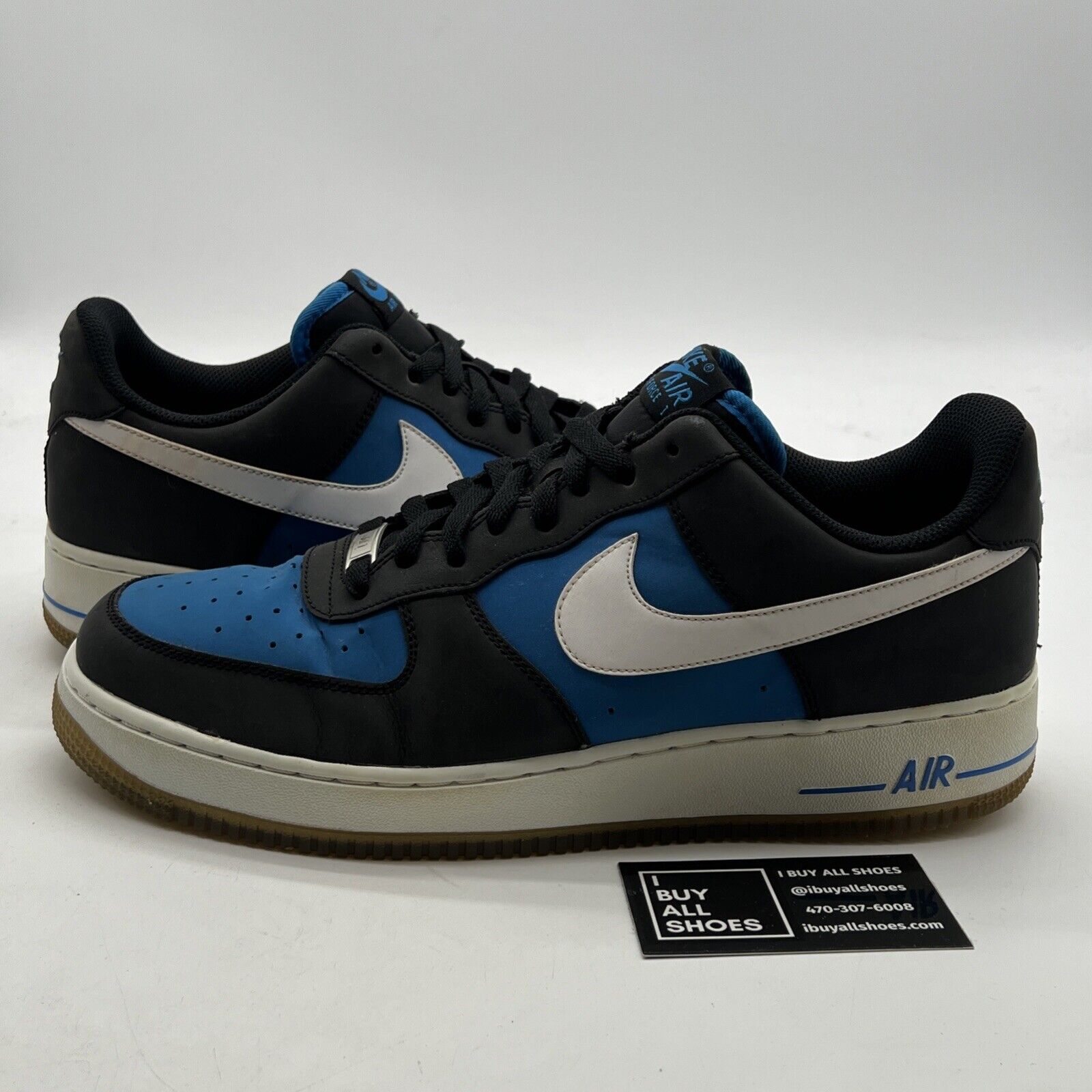 Size 12 - Nike Air Force 1 Black Light Photo Blue (488298-049)