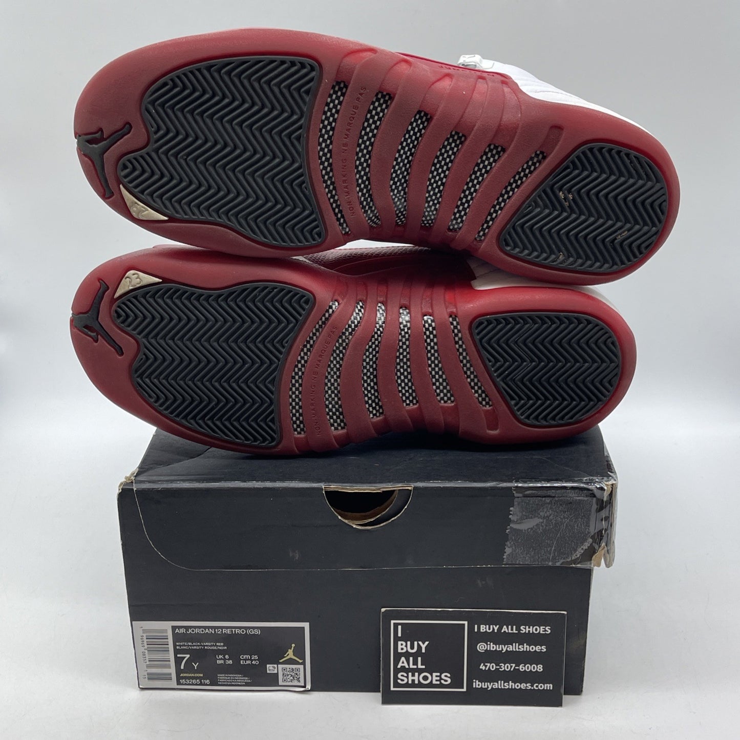 Size 7Y- Jordan 12 Retro 2023 Mid Cherry White Red Leather (153265-116)