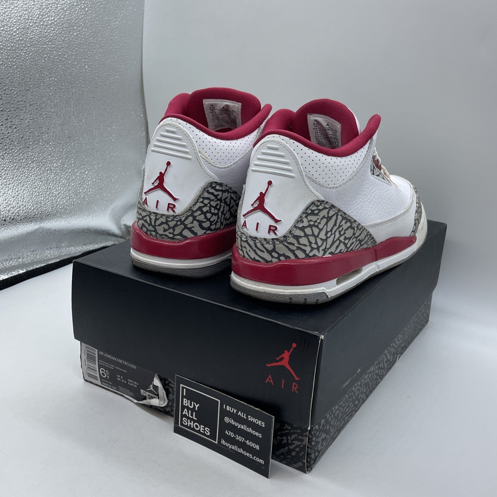 Size 6Y (GS) - Jordan 3 Retro Sample Low Cardinal Red Grey White (398614-126)