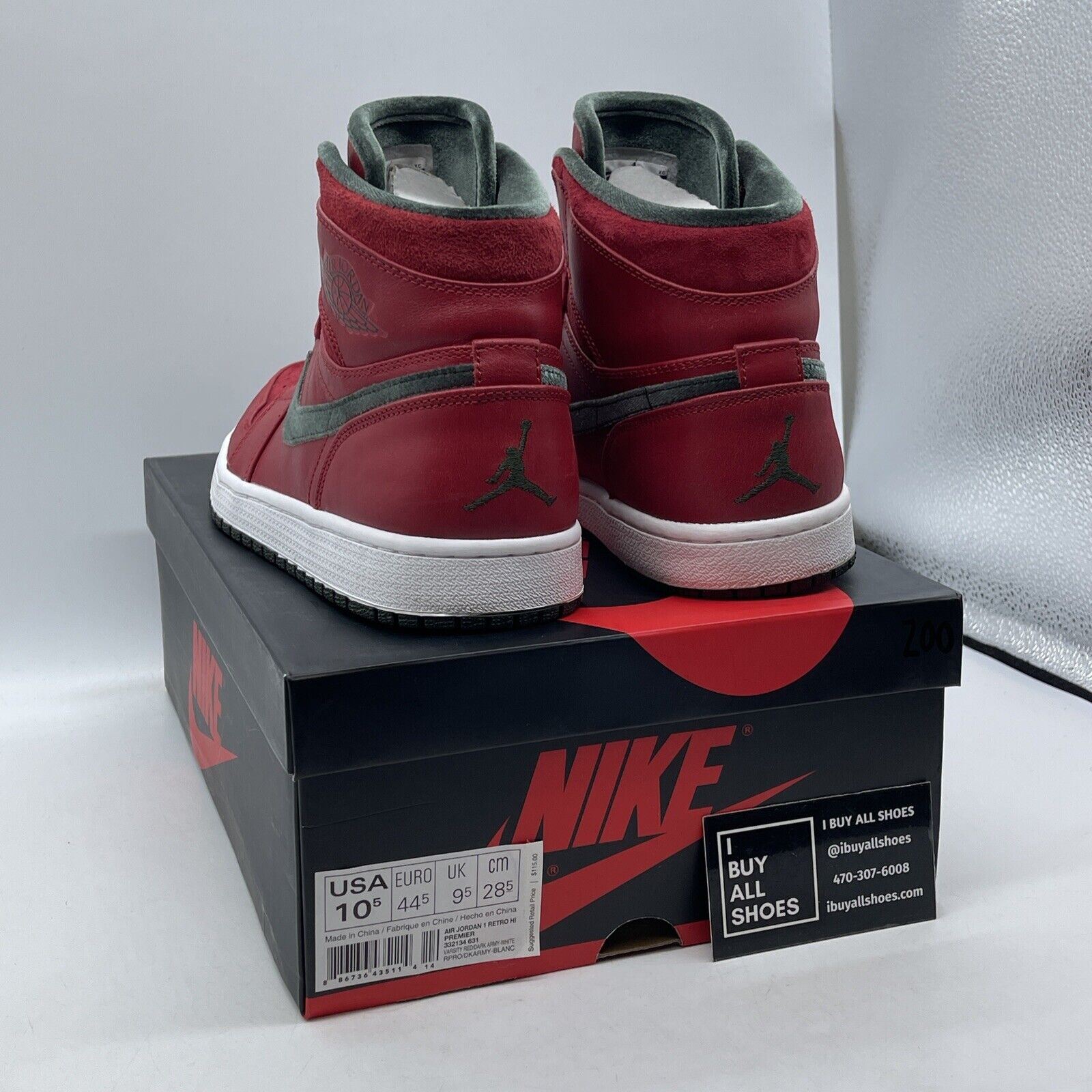 Size 10.5 - Air Jordan 1 Retro Premier 2013 High Gucci Red Green (332134-631)