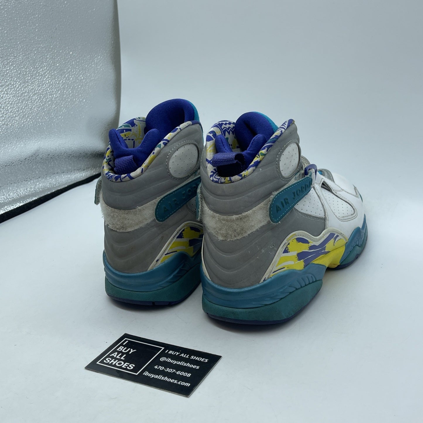 Size 9W - Air Jordan 8 Retro White Aqua White Silver Leather  (CI1236-100)