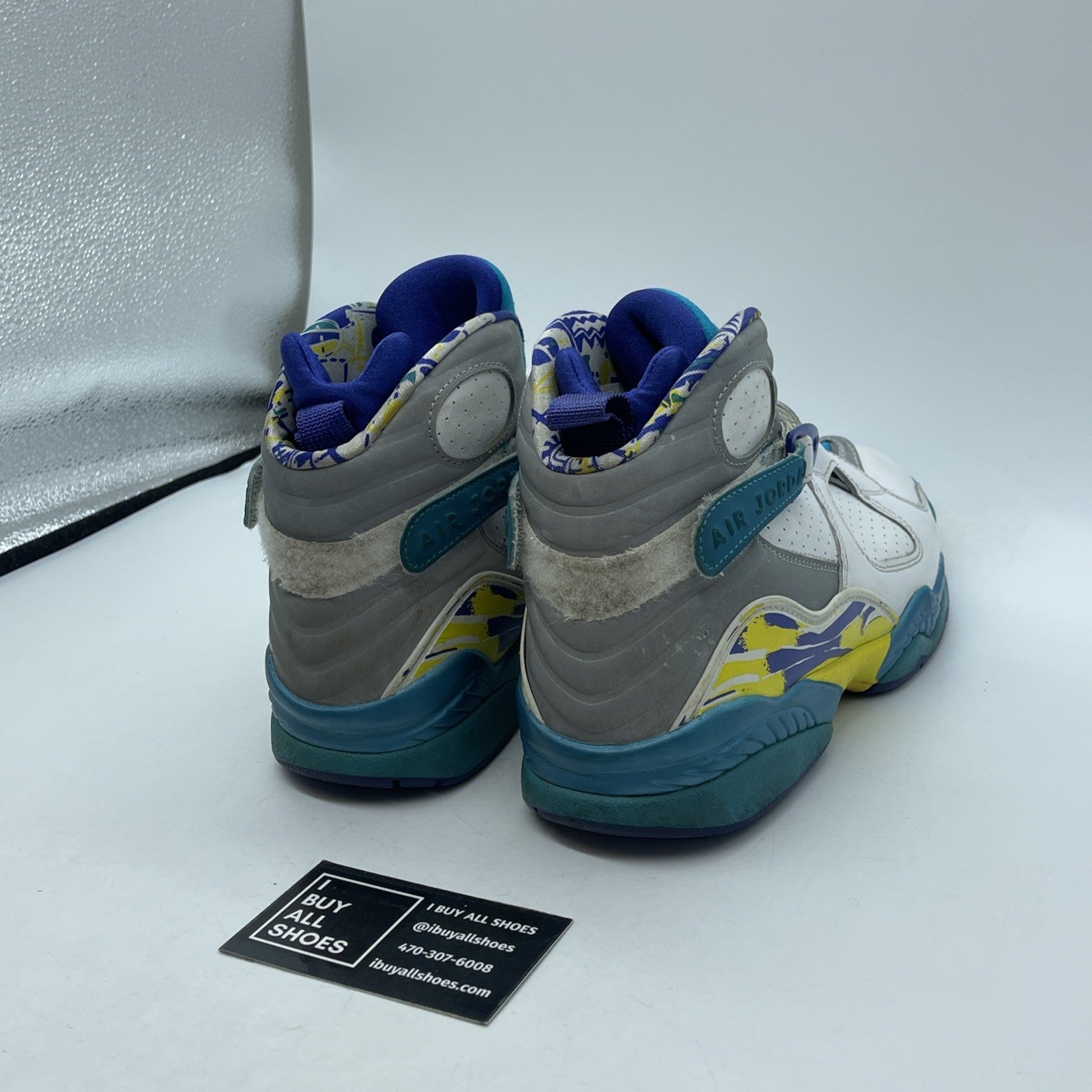 Size 9W - Air Jordan 8 Retro White Aqua White Silver Leather  (CI1236-100)