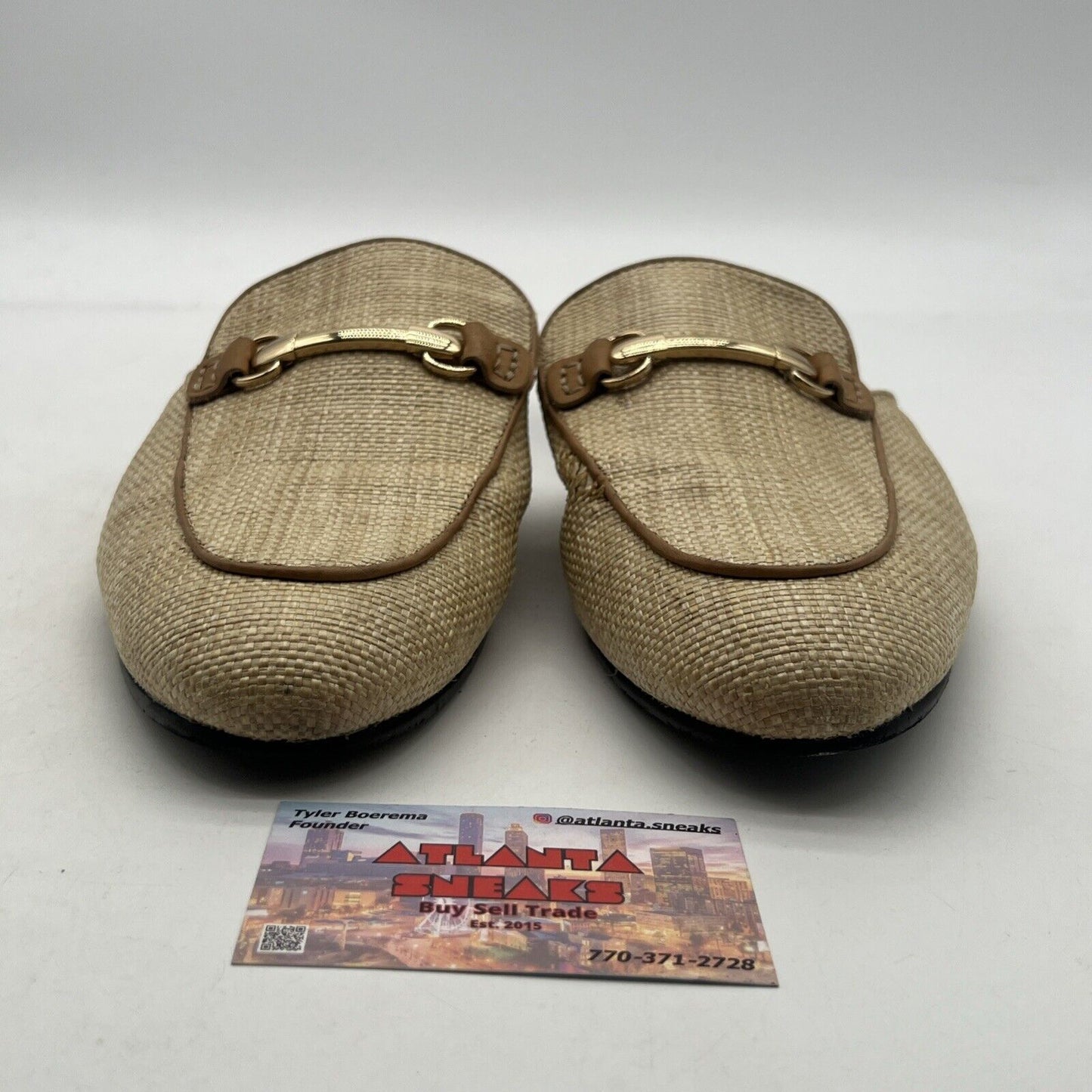 Size 10 - Saks Fifth Avenue Loafers Mens Redford Raffia Slip On Slides Straw