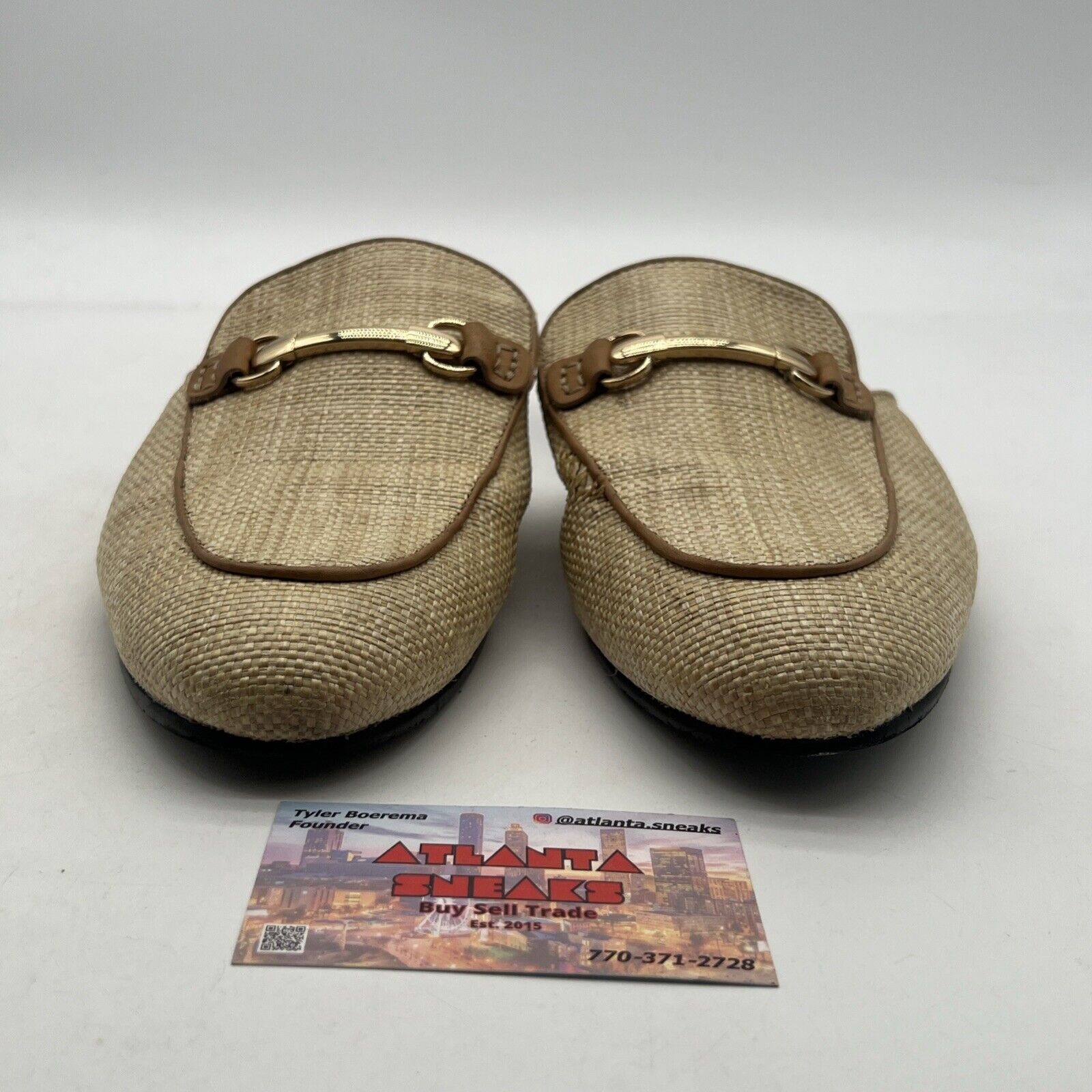 Size 10 - Saks Fifth Avenue Loafers Mens Redford Raffia Slip On Slides Straw