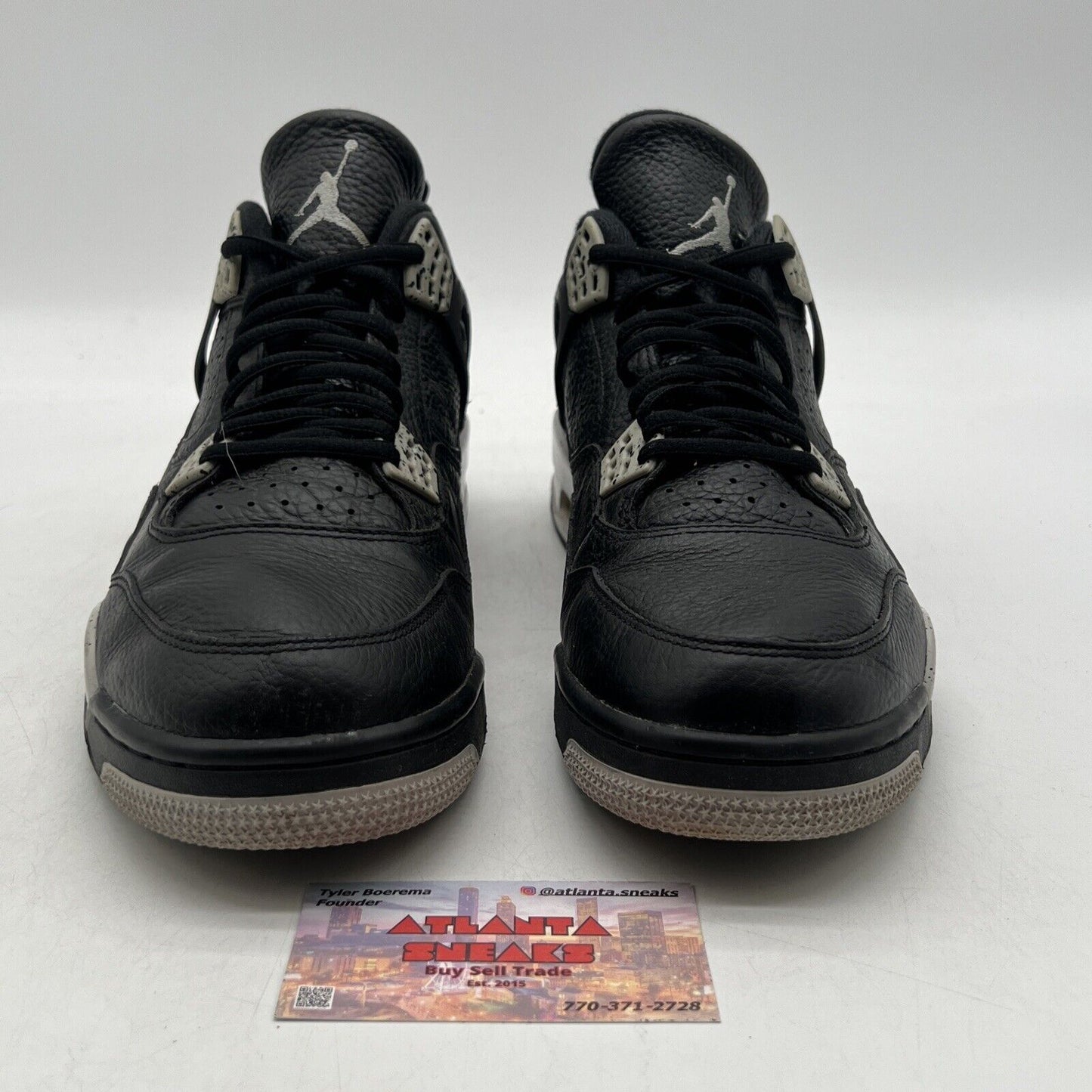 Size 10.5 - Jordan 4 Retro LS oreo 2015 Black Grey Leather (314254-003)