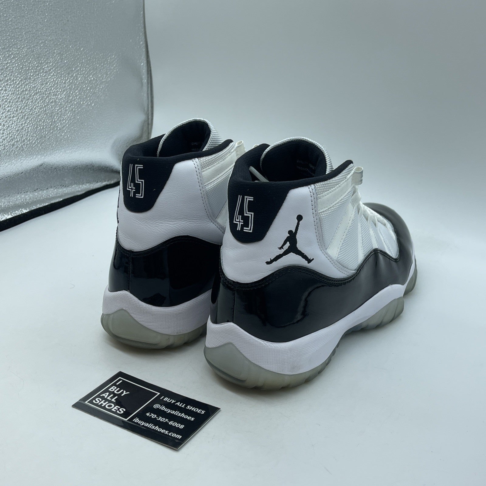 Size 10 - Jordan 11 Retro High Concord Black White Leather (378037-100)