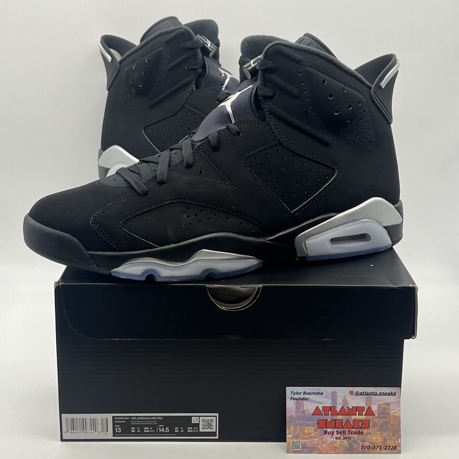 Size 13 - Jordan 6 Retro Mid Chrome Black Suede (DX2836-001)