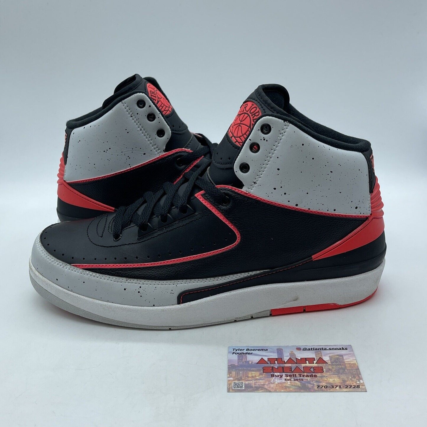 Size 10 - Air Jordan 2 Retro Infrared 23 Red White Grey Black (385475-023)