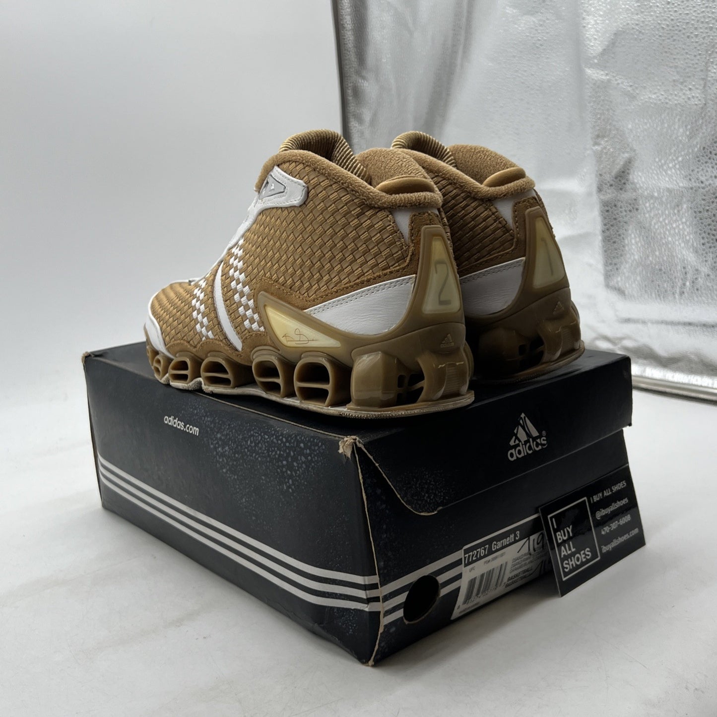 Size 7.5 - Adidas Kevin Garnett 3 Mens White Tan 2006 NBA All-Star (772767)