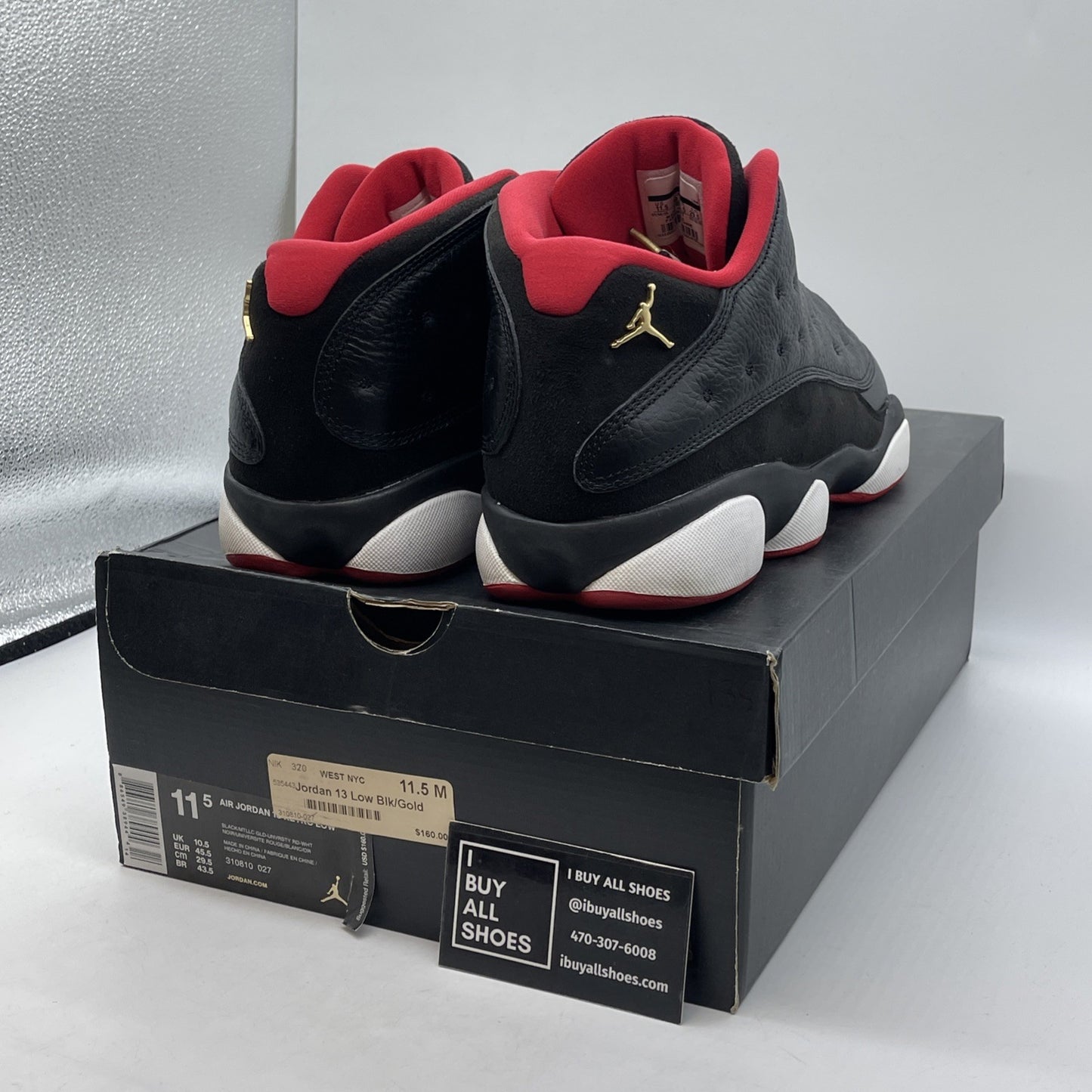 Size 11.5 - Air Jordan 13 Retro Low Bred Red Suede Leather (310810-027)