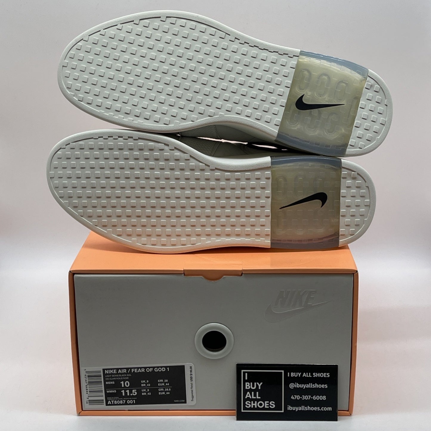 Size 10 - Nike Air Fear Of God Raid Light Bone Tan Black Suede (AT8087-001)