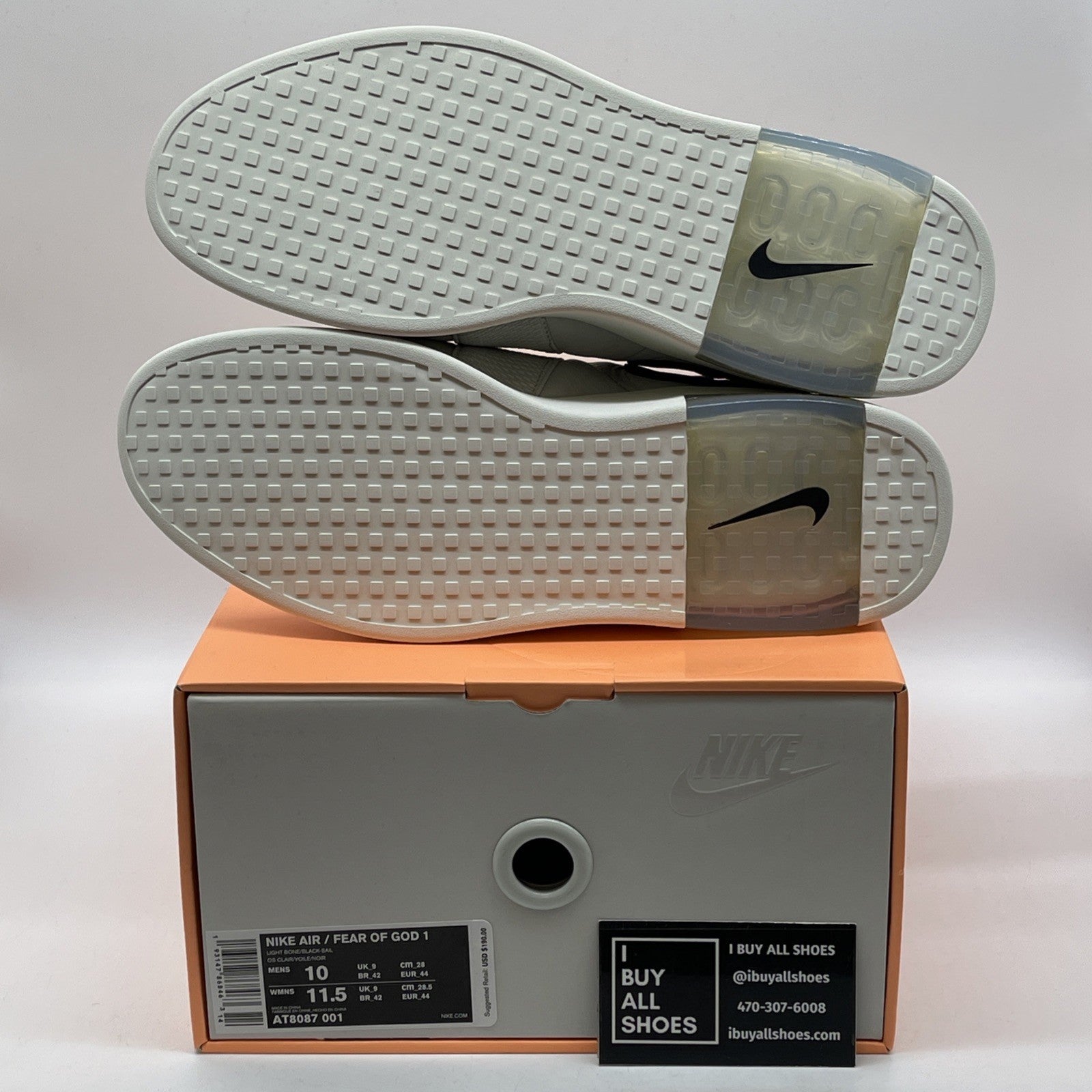Size 10 - Nike Air Fear Of God Raid Light Bone Tan Black Suede (AT8087-001)