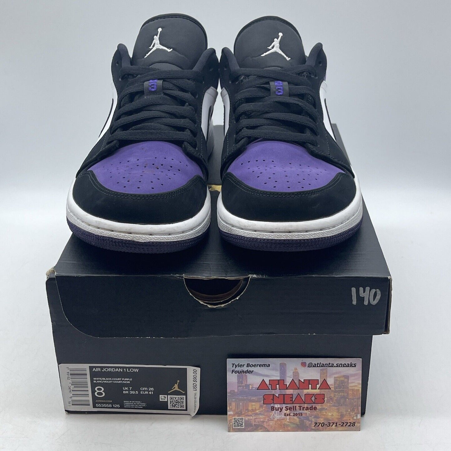 Size 8 - Air Jordan 1 Low Court Purple White Black Suede Leather (553558-125)