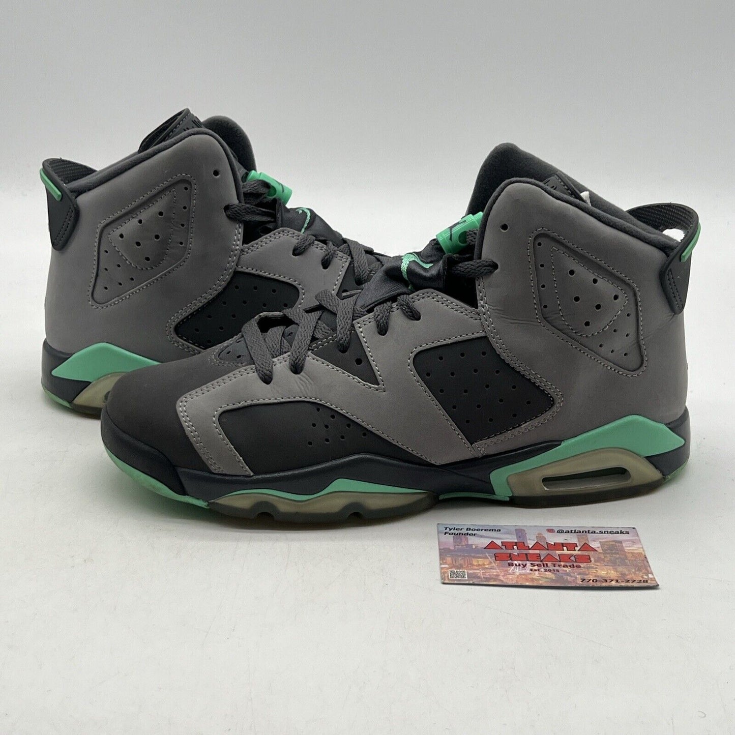 Size 8.5 (GS) - Jordan 6 Mid Green Glow Grey Suede (543390-005)