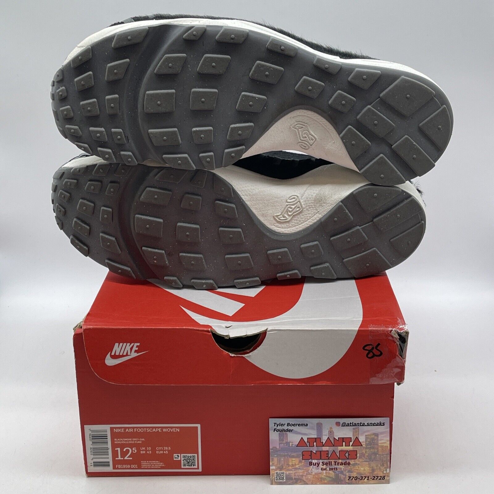 Size 12.5W - Nike Air Footscape Woven Black Smoke Grey Suede (FB1959-001)