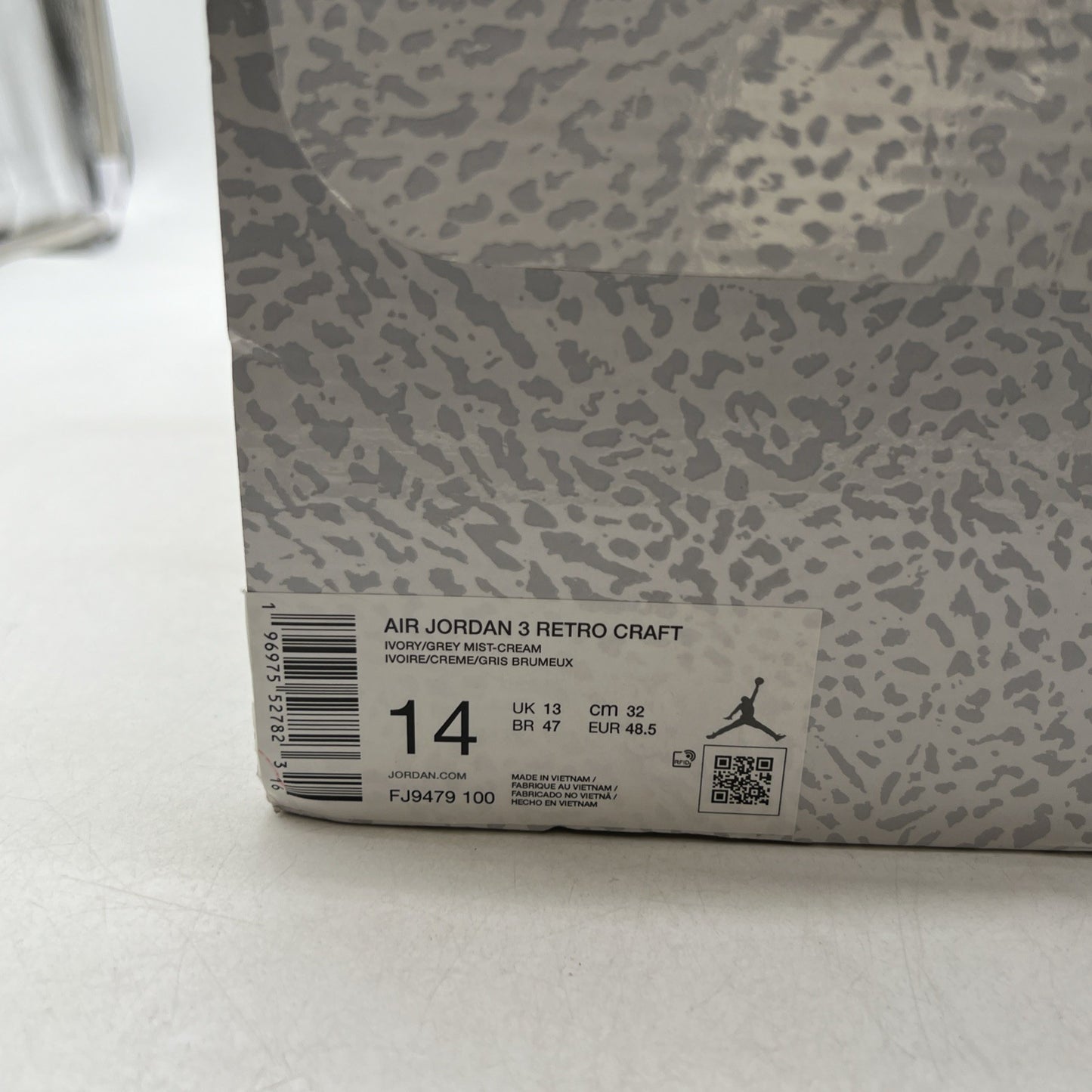 Size 14 - Air Jordan 3 Retro Craft Ivory/Grey White Leather (FJ9579-100)