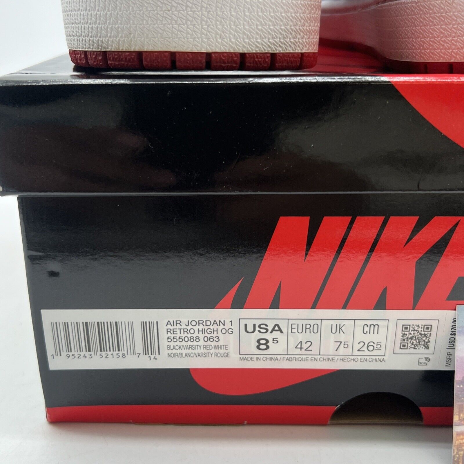 Size 8.5 - Air Jordan 1 Retro OG High Patent Bred (555088-063)