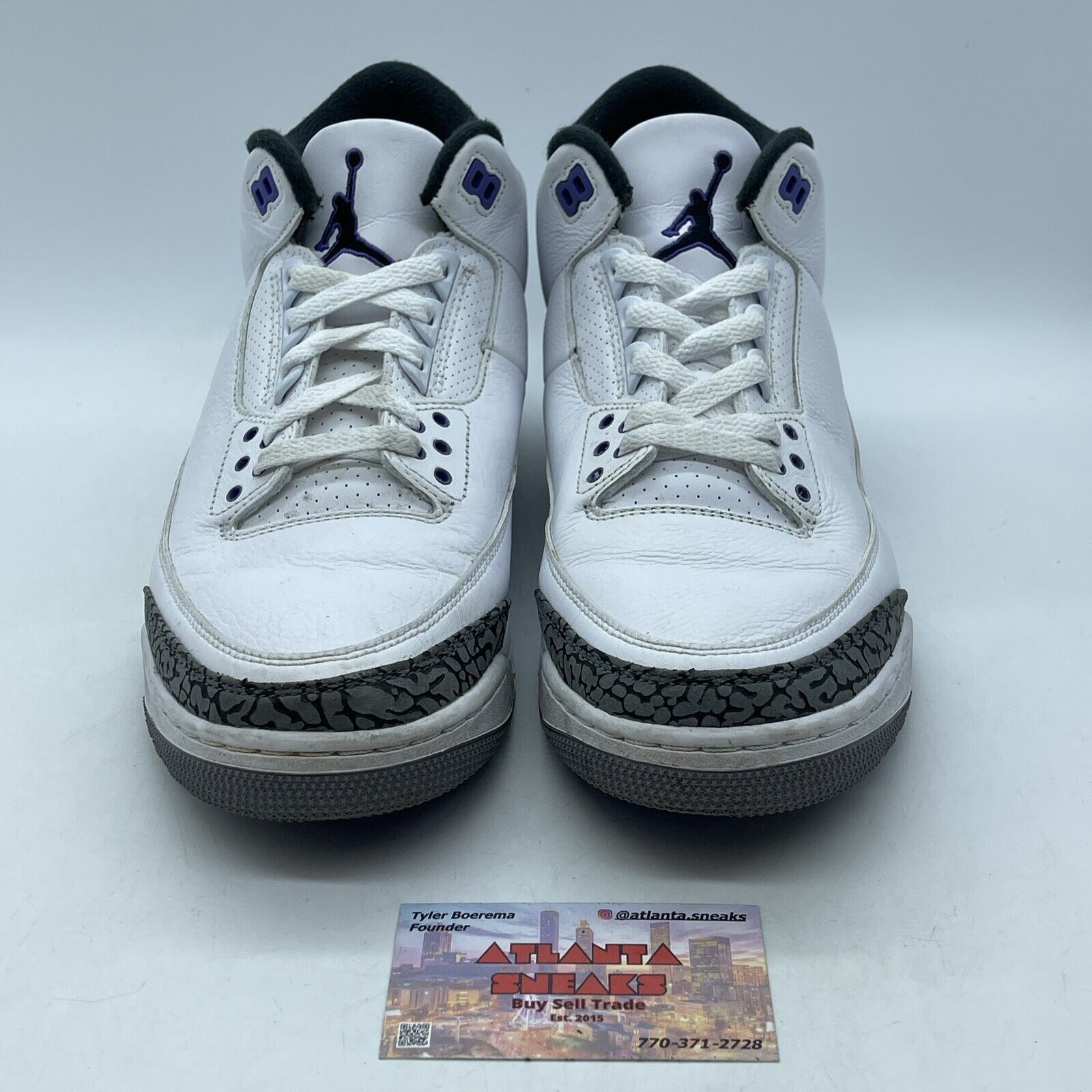 Size 10 - Jordan 3 Retro Mid Dark Iris White Leather Grey Suede (CT8532-105)