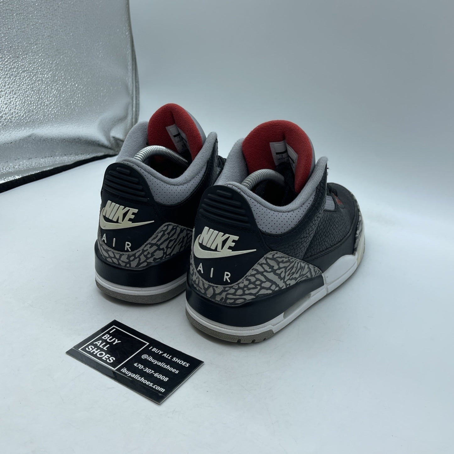 Size 7 - Jordan 3 Retro OG Mid Black Cement Grey Suede Leather (854262-001)