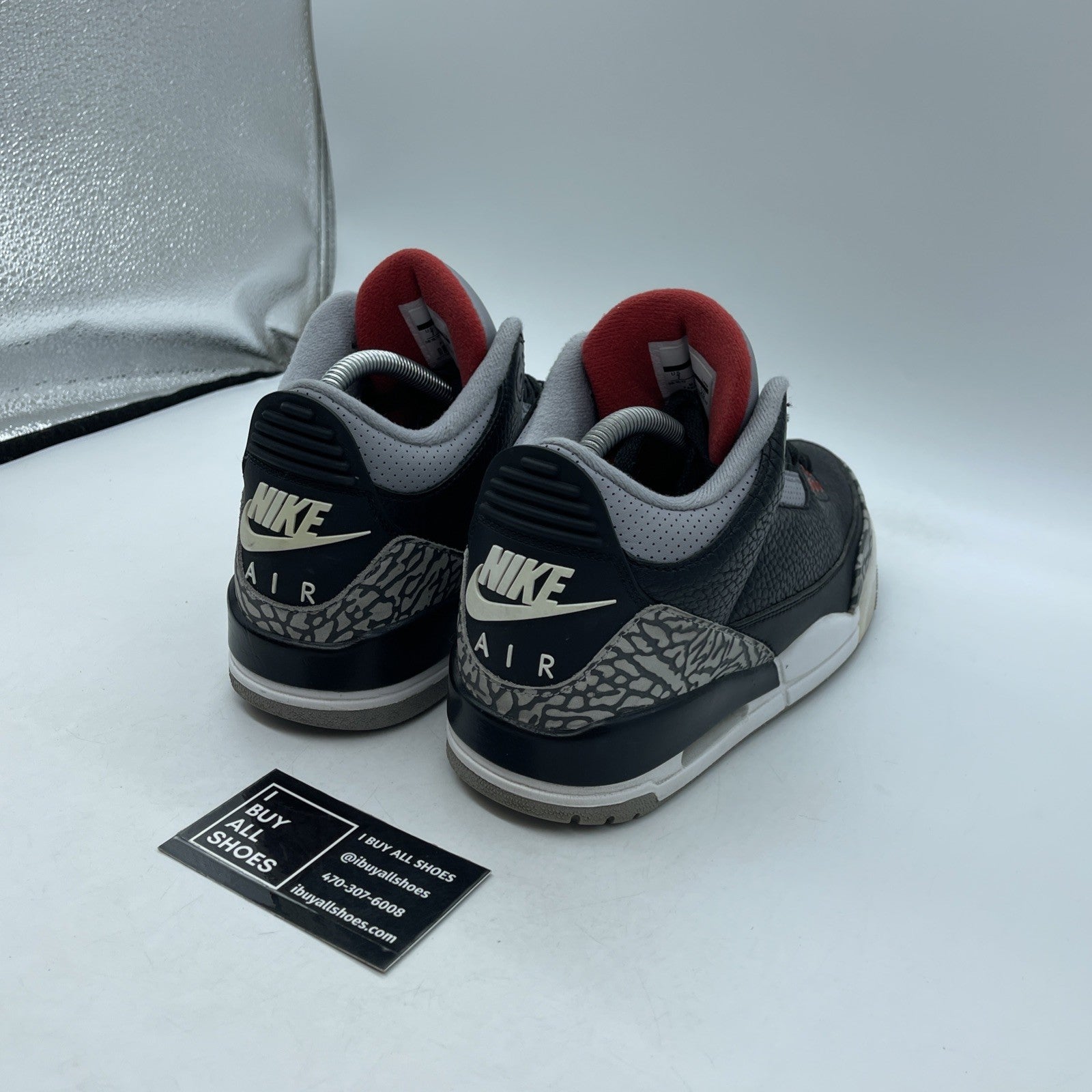 Size 7 - Jordan 3 Retro OG Mid Black Cement Grey Suede Leather (854262-001)