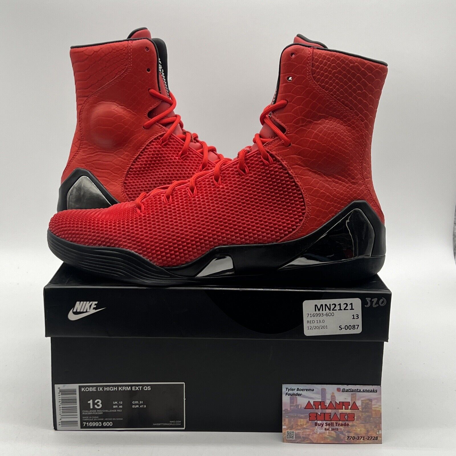 Size 13 - Nike Kobe 9 KRM EXT High Red Mamba Black (716993-600)