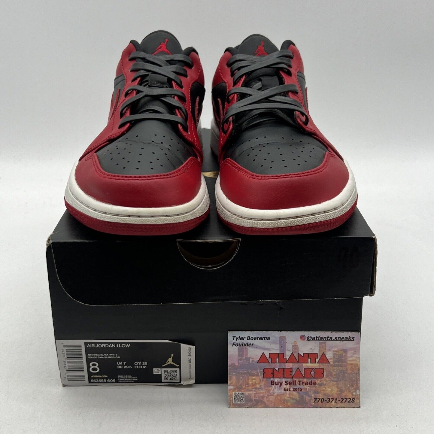 Size 8 - Air Jordan 1 Low Reverse Bred Black White Red Leather (553558-606)