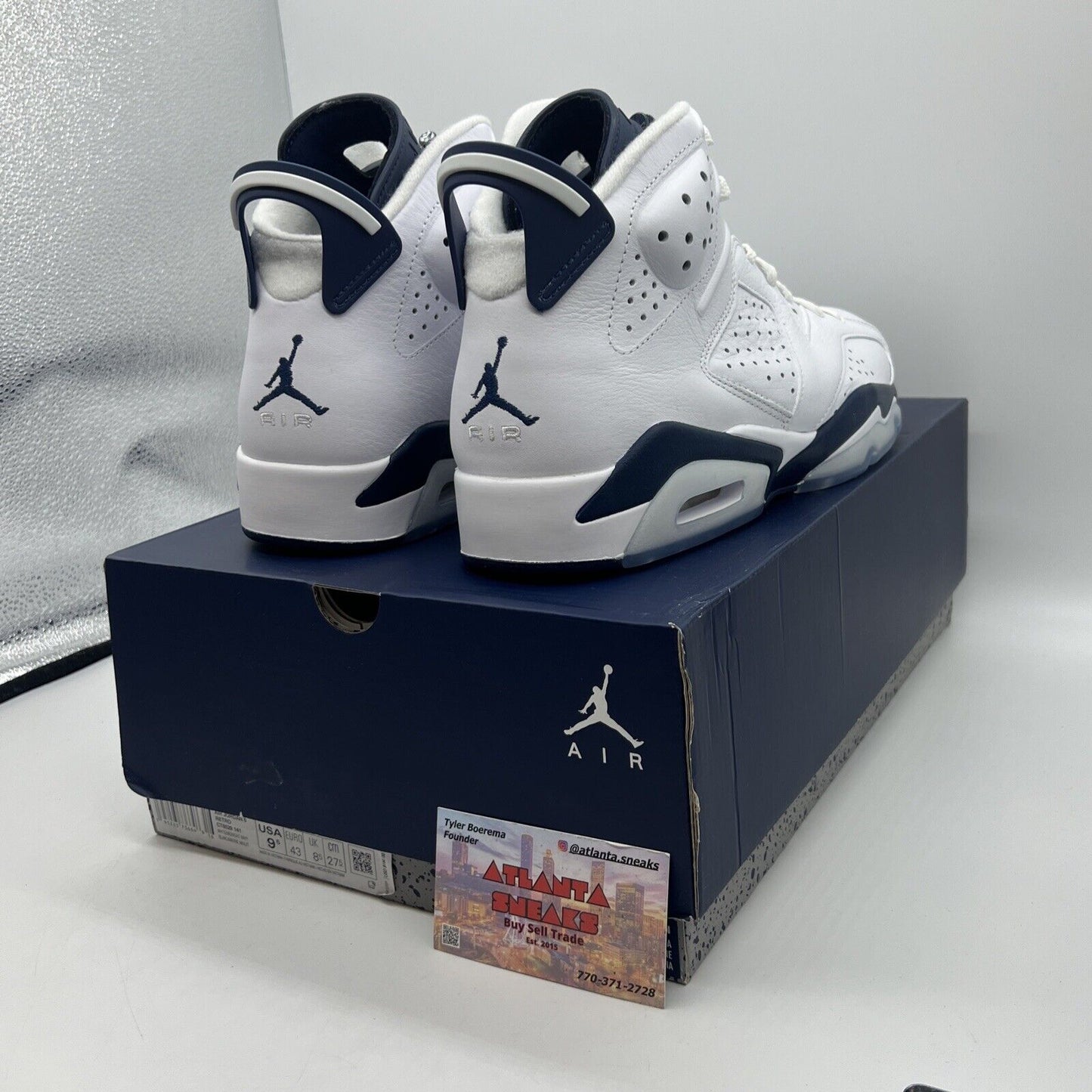 Size 9.5 - Jordan 6 Retro Midnight Navy Brand New Og All White