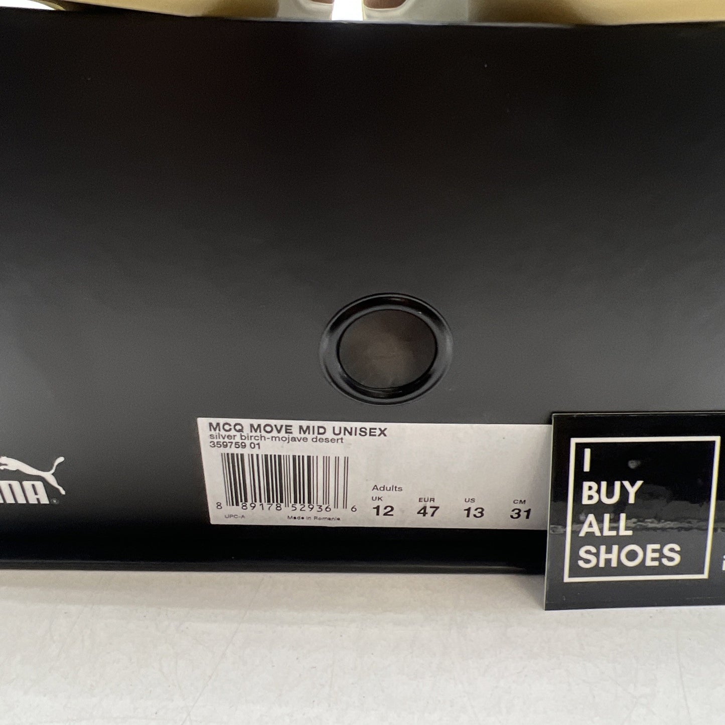 Size 13 - PUMA Move Mid x Alexander McQueen Silver Birch/Mojave Desert