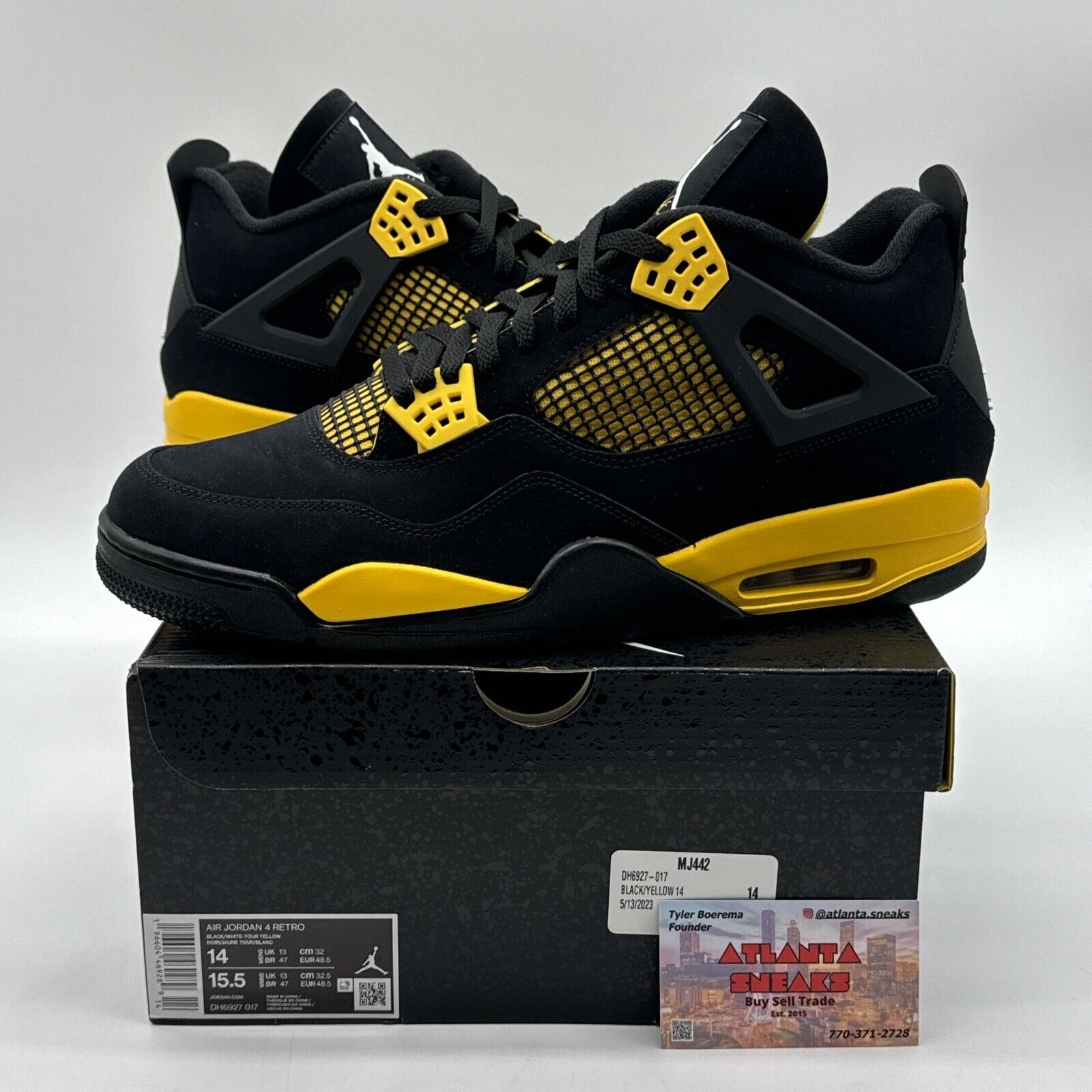 Nike Air Jordan 4 Retro Thunder 2023 Mens 14 DH6927-017 Black Yellow In Hand