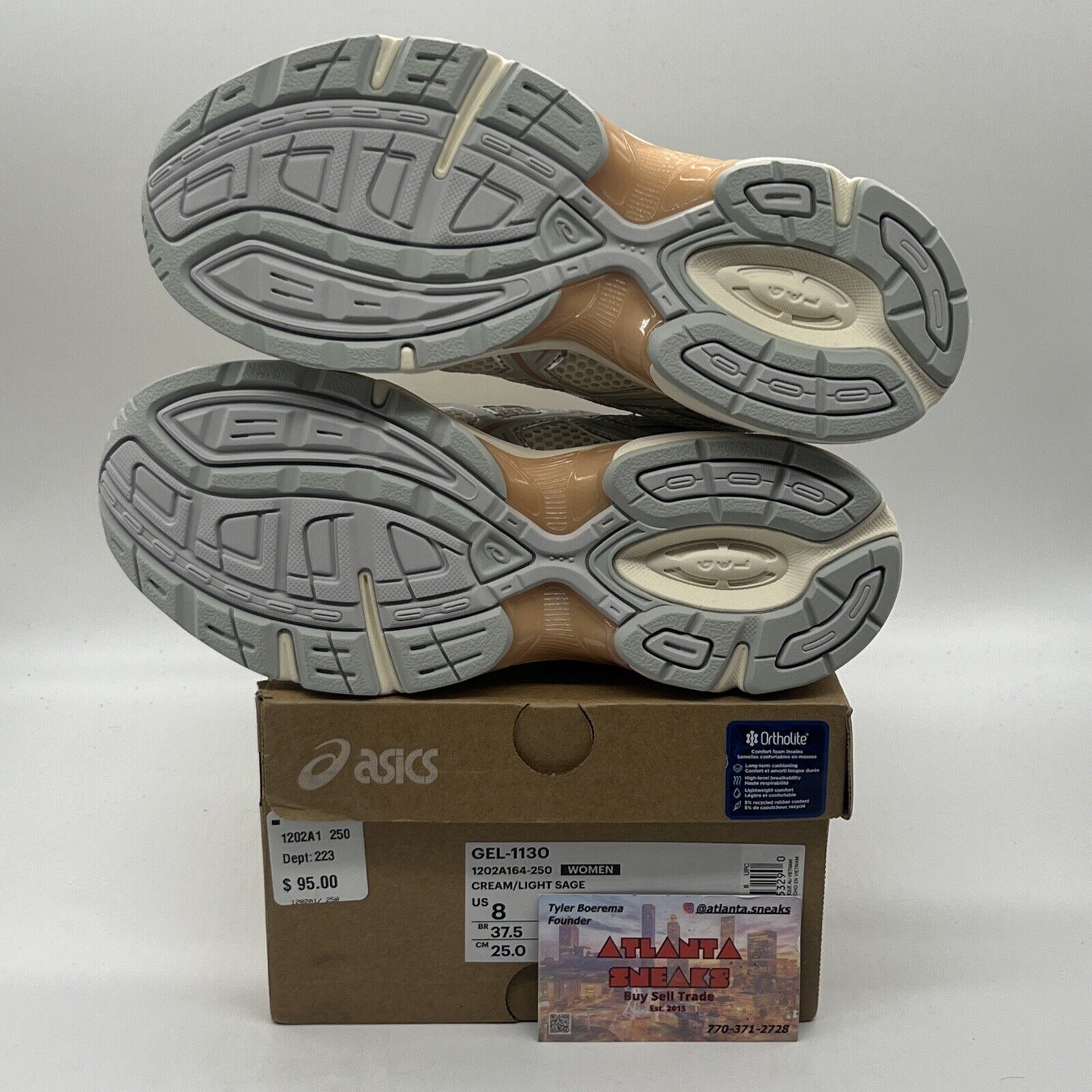 Asics Women's Gel-1130 Cream/ Light Sage Shoes 1202A164-250 8W Brand New Og All