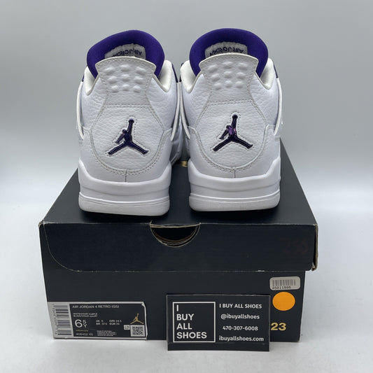 Size 6.5Y (GS) - Jordan 4 Retro Low Purple Metallic White Leather (408452-115)