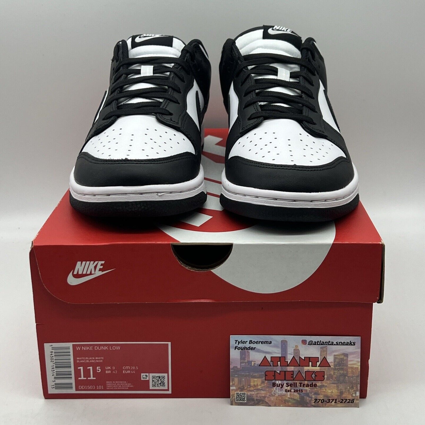 Size 11.5 - Nike Dunk Low Black White Brand New Og All