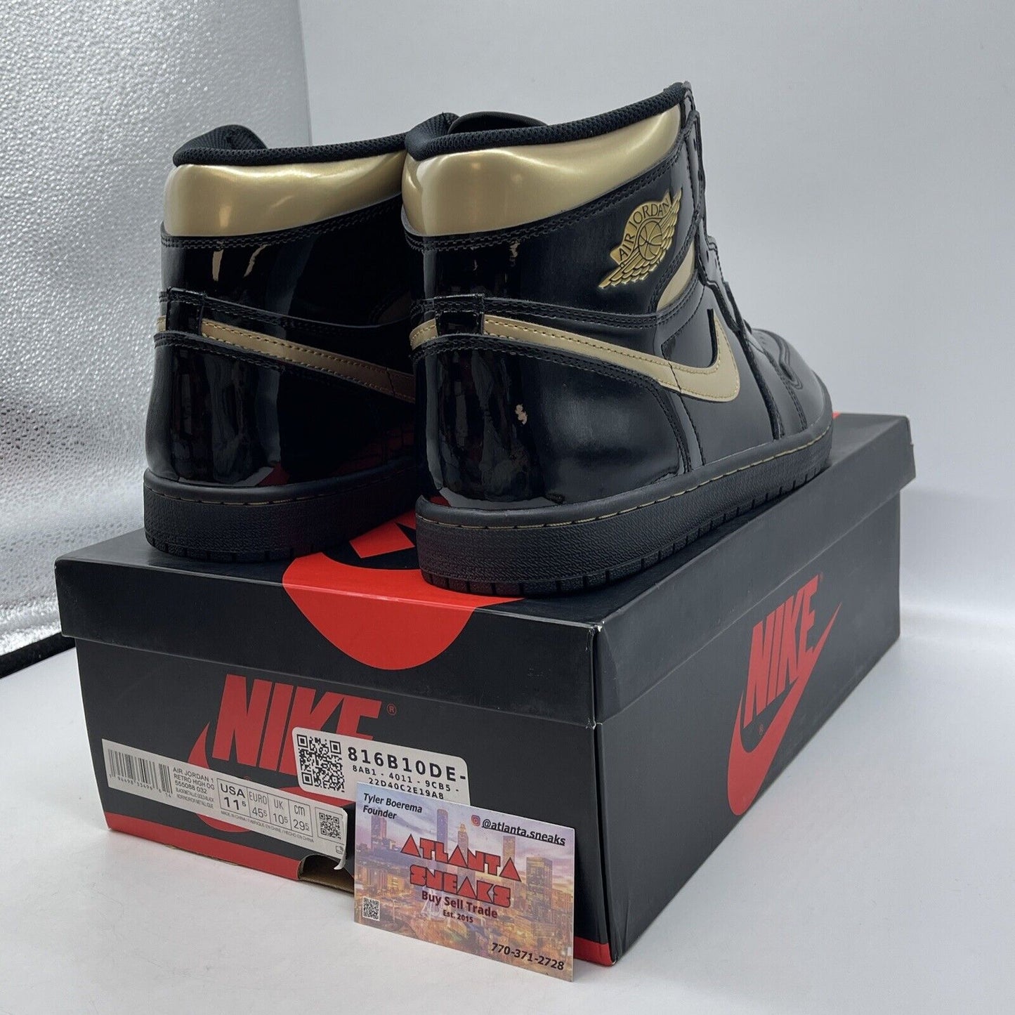 Size 11.5 - Jordan 1 Black 2020 Leather Gold  (555088-032)