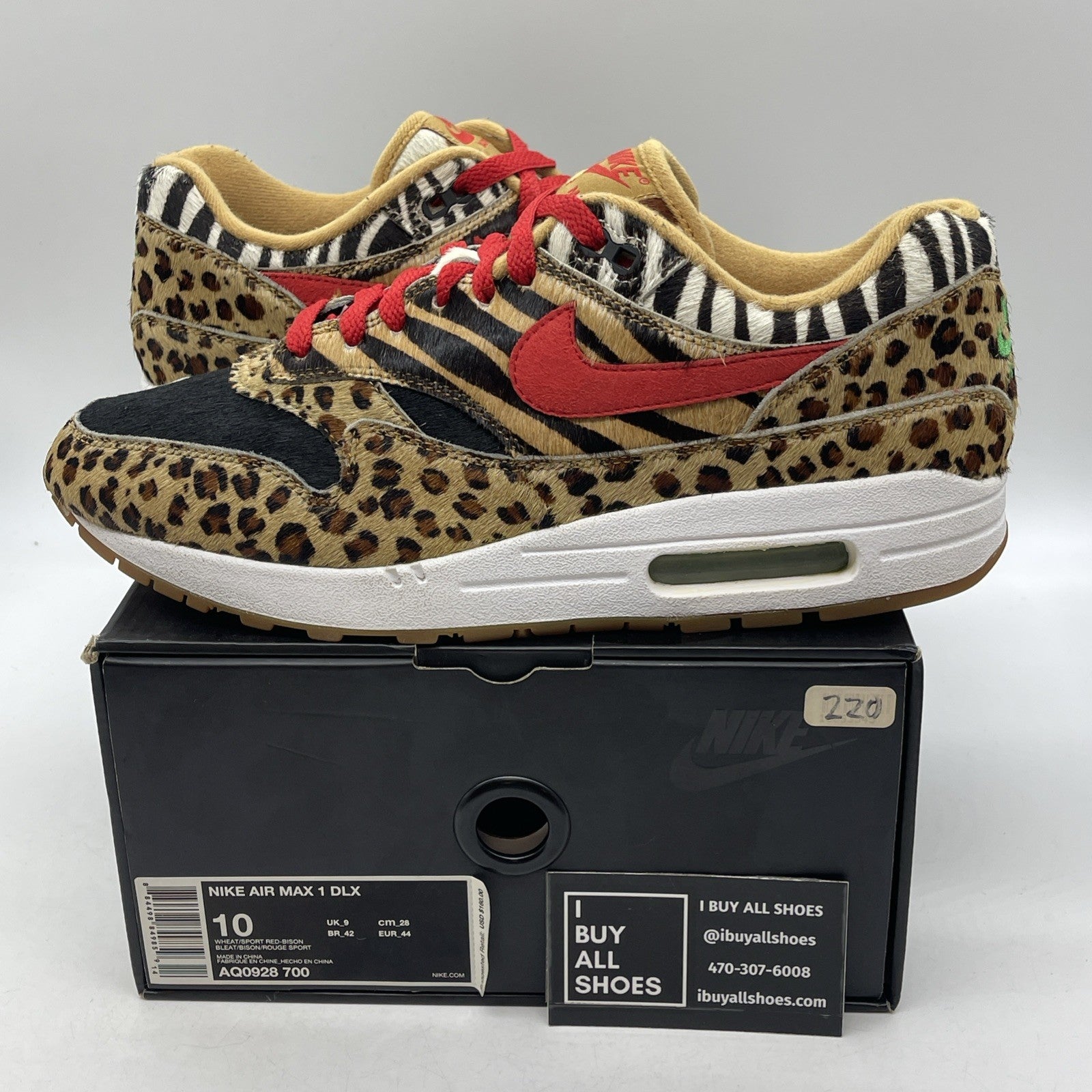 Size 10 - Nike Atmos x Air Max 1 DLX 2018 Animal Pack (AQ0928-700)