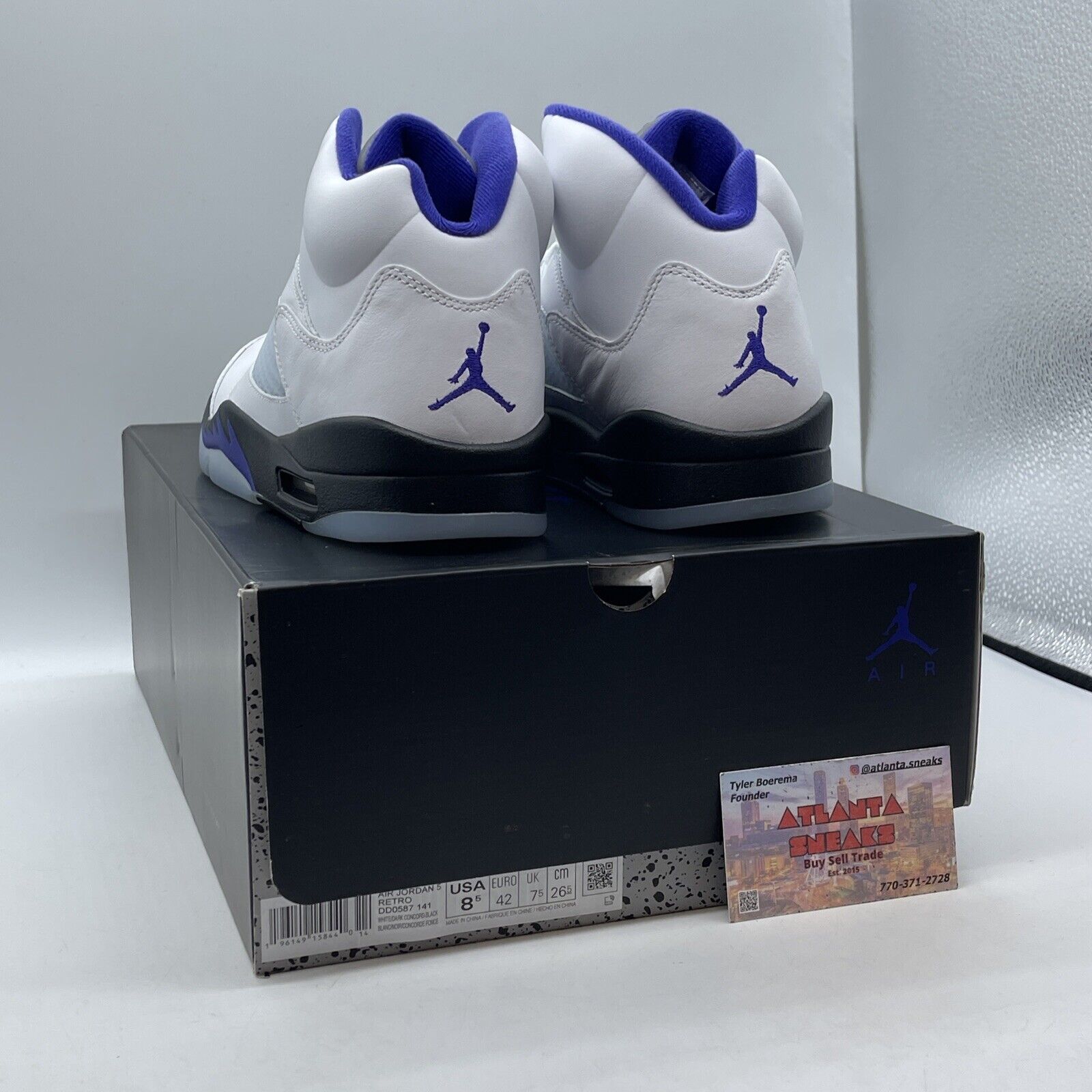 Size 8.5 - Jordan 5 Concord 2022 Purple Black White Leather (DD0587-141)