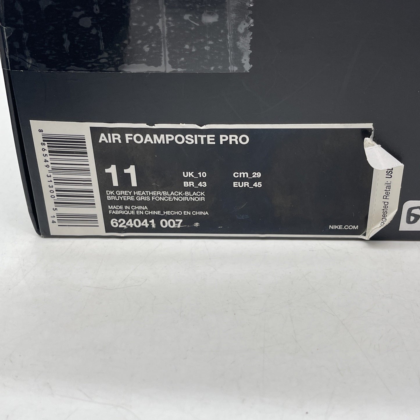Size 11 - Nike Air Foamposite Pro Wool Fleece Grey Black Suede (624041-007)