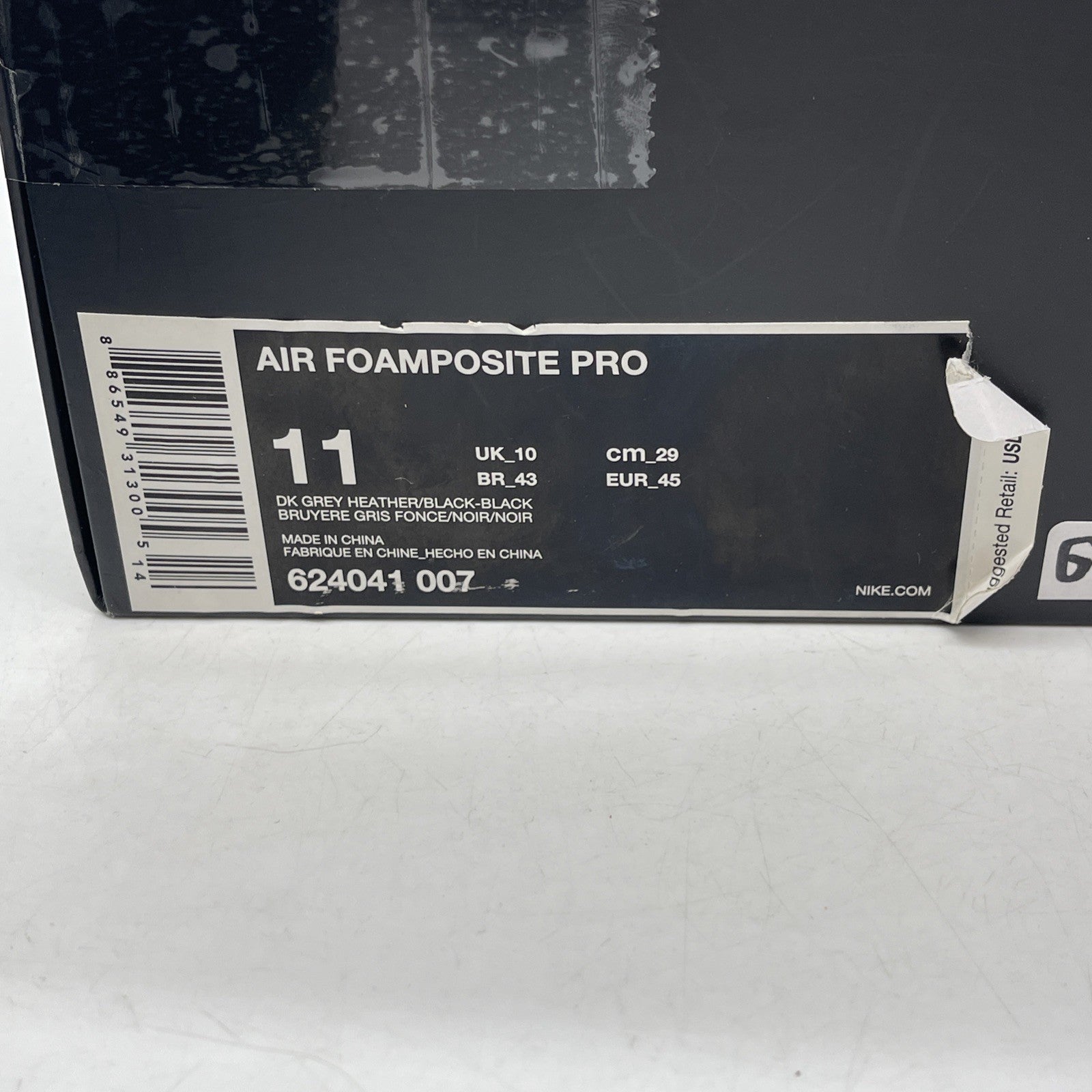 Size 11 - Nike Air Foamposite Pro Wool Fleece Grey Black Suede (624041-007)