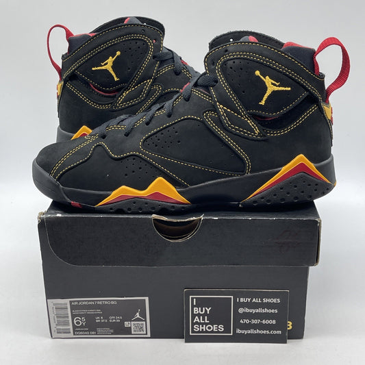 Size 6.5Y - Jordan 7 Retro 2022 Mid Citrus Black Suede (DQ6040-081)