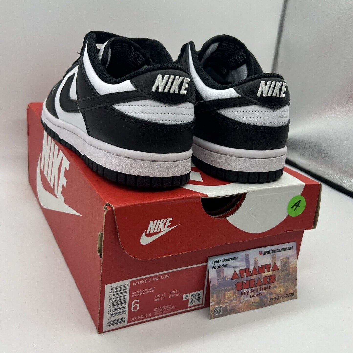 Size 6 - Nike Dunk Low Black White Brand New Og All