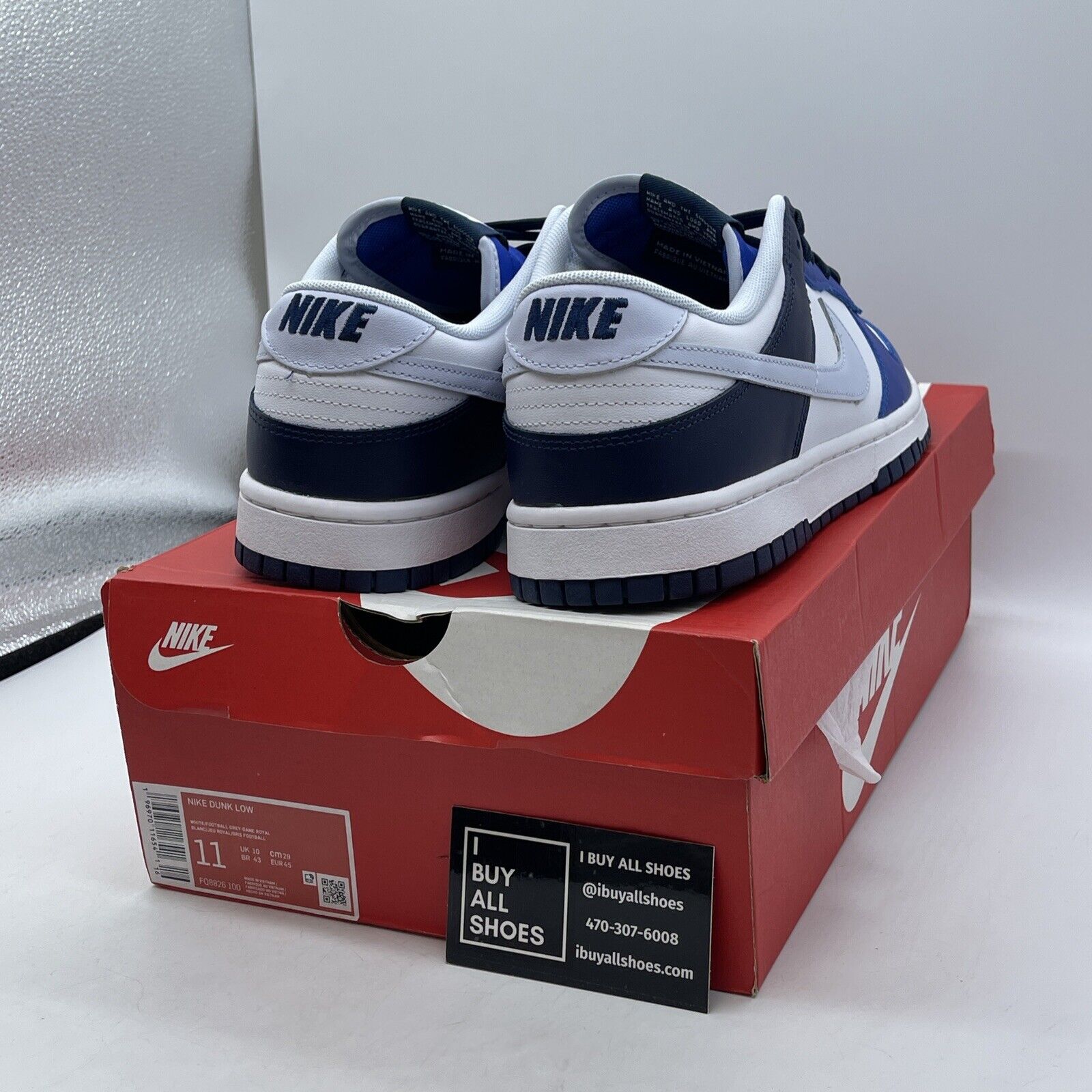 Size 11 - Nike Dunk Low Game Royal Navy Blue White Leather Suede (FQ826-100)