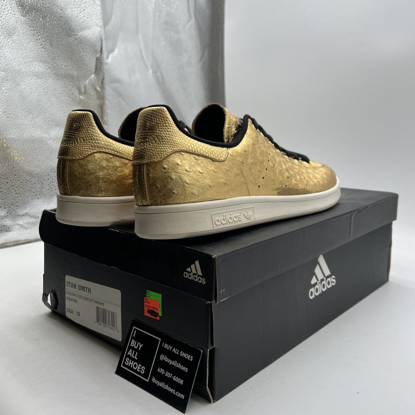 Size 13 - Adidas Stan Smith Gold Metallic (AQ4705)