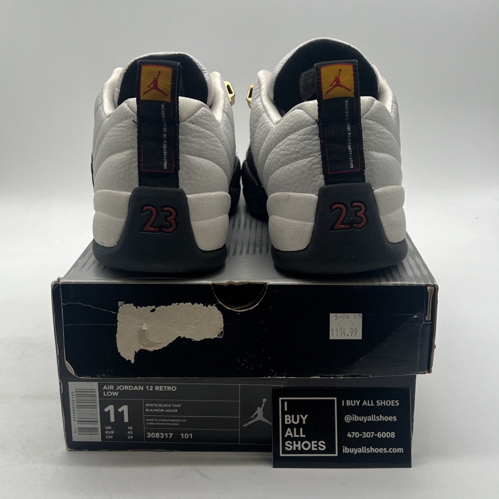 Size 11 - Air Jordan 12 Retro 2004 Low Taxi (308317-101)
