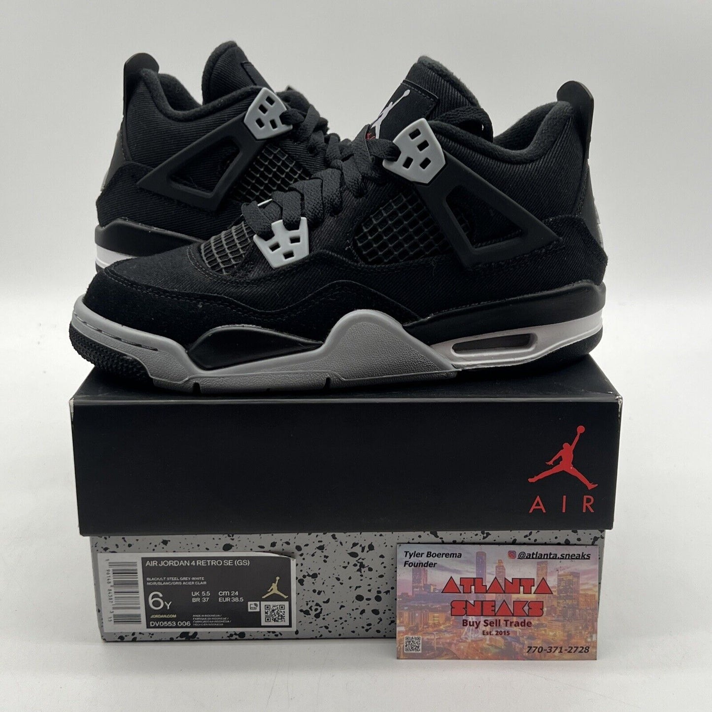 Size 6 - Jordan 4 Retro SE Mid Black Canvas White Grey Suede (DV0553-006)