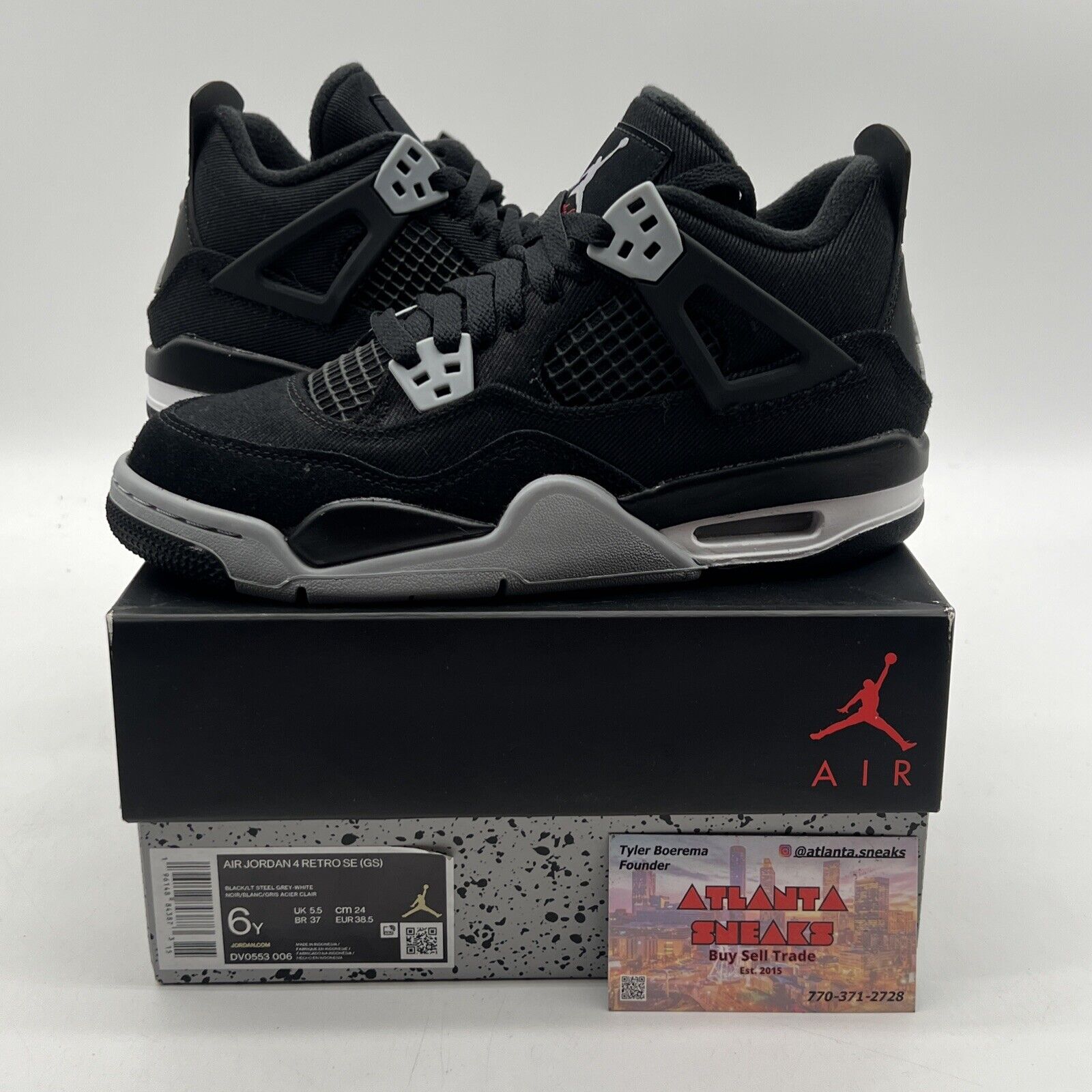 Size 6 - Jordan 4 Retro SE Mid Black Canvas White Grey Suede (DV0553-006)