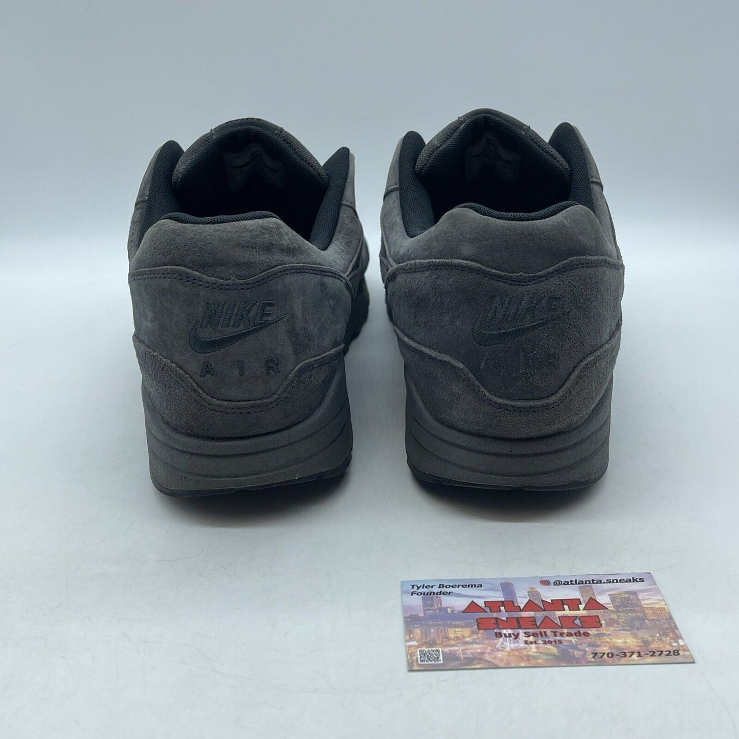 Size 13 - Nike Air Max 1 Premium Anthracite Black Suede (875844-010)