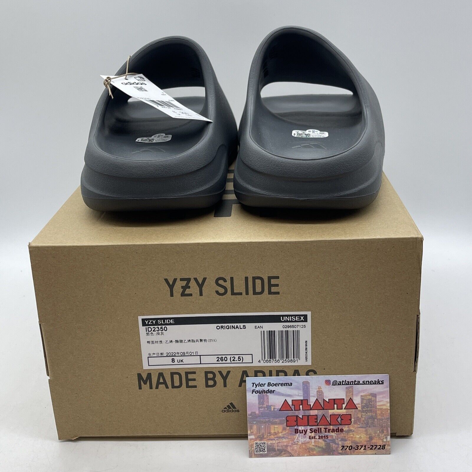 Size 8 - Adidas Yeezy Slide Slate Grey Black Leather (ID2350)