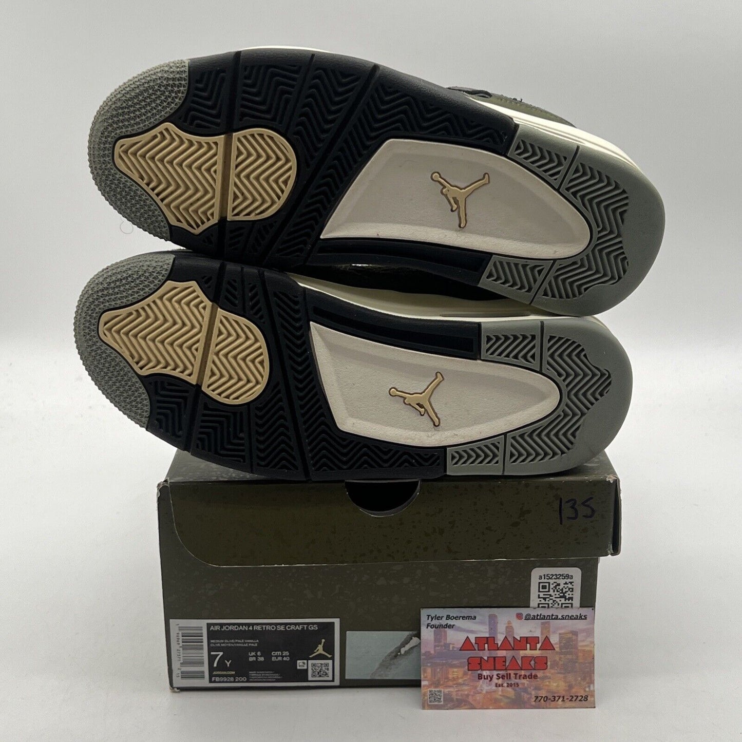 Size 7Y - Jordan 4 SE Retro Low Craft - Olive White Black Suede (FB9928-200)