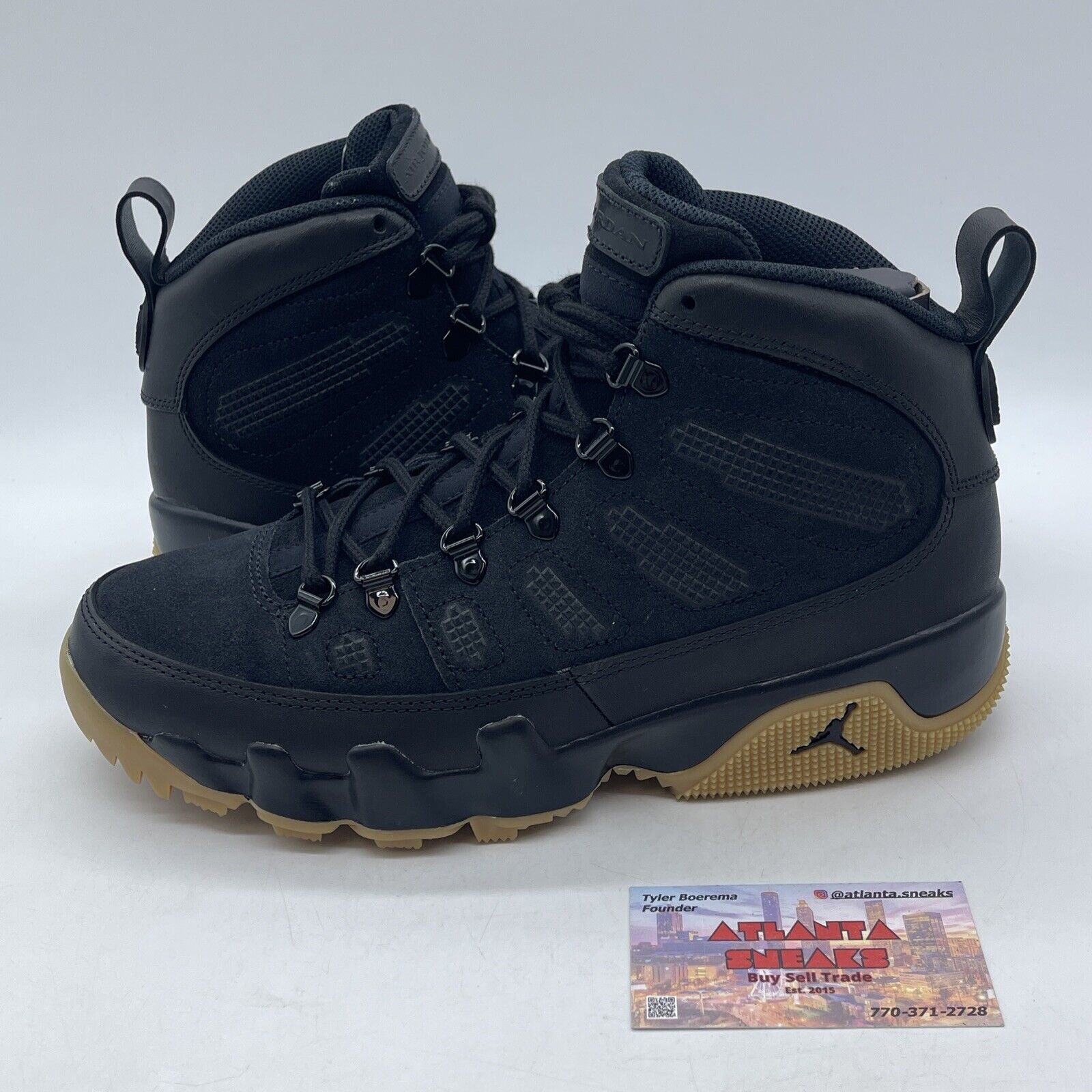 Size 8.5 - Jordan 9 Retro Boot NRG Black Gum 2017 Black Brown Suede (AR4491-025)