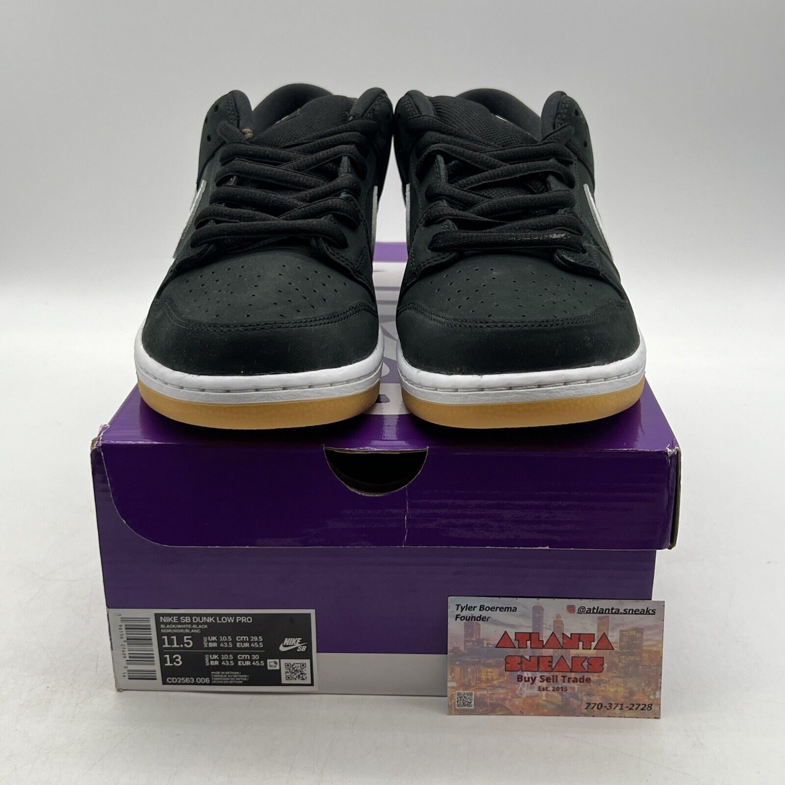 Size 11.5 - Nike Dunk Low SB Black Gum Suede White Gum (CD2563-006)