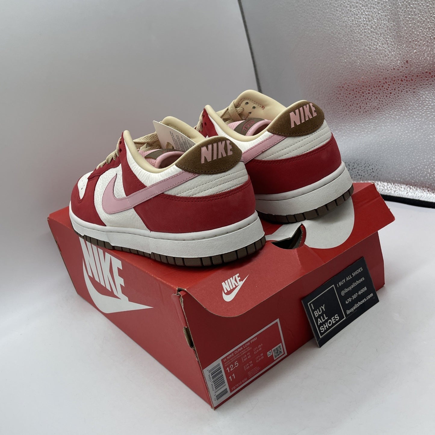 Size 12.5W - Nike Dunk Premium Low Bacon Suede Leather (FB7910-600)